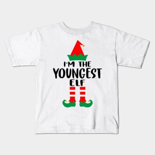 I'm the youngest ELF Family Matching Group Christmas Costume Pajama Funny Gift Kids T-Shirt